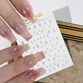 1 KOM Sliver Stars Naljepnice za nokte 3D Bronzing Laser White Cross Starlight Glossychic Y2K stilski ljepljivi ukrasi za manikuru *#