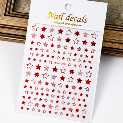 1 KOM Sliver Stars Naljepnice za nokte 3D Bronzing Laser White Cross Starlight Glossychic Y2K stilski ljepljivi ukrasi za manikuru *#