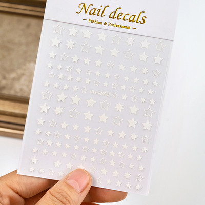 1 KOM Sliver Stars Naljepnice za nokte 3D Bronzing Laser White Cross Starlight Glossychic Y2K stilski ljepljivi ukrasi za manikuru *#