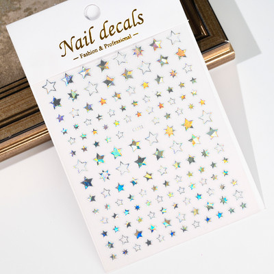 1 KOM Sliver Stars Naljepnice za nokte 3D Bronzing Laser White Cross Starlight Glossychic Y2K stilski ljepljivi ukrasi za manikuru *#
