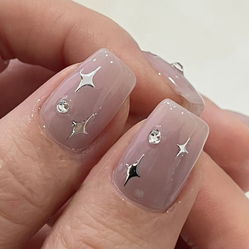 1 KOM Sliver Stars Naljepnice za nokte 3D Bronzing Laser White Cross Starlight Glossychic Y2K stilski ljepljivi ukrasi za manikuru *#