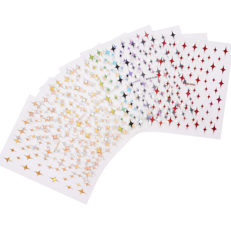 1 KOM Sliver Stars Naljepnice za nokte 3D Bronzing Laser White Cross Starlight Glossychic Y2K stilski ljepljivi ukrasi za manikuru *#