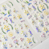 Fantaasia värviline laserlill liilia lootose orhidee leht 3D pehme reljeefsed reljeefid isekleepuvad küünekleebised maniküüri 5D kleebised