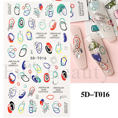 5D küünekleebis Sinine pronksjas lilleline lehtede kujundus Akrüülgraveeritud küünte liugurid Läikivad geellakiga kleebised Dekoratsioon LA5D-T033