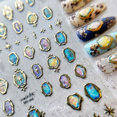 Punk geomeetriline ebaregulaarne pronksjas 3D isekleepuv küünte kaunistus kleebised kuivatatud lilled muru maniküüri kleebis läikiv gooti