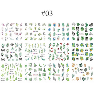 12 minta körömdíszítés matricák virág levelek vízcsúszdák Geometrikus vonalak matricák 3D körömdíszítések kiegészítők