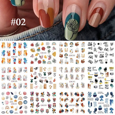 12 minta körömdíszítés matricák virág levelek vízcsúszdák Geometrikus vonalak matricák 3D körömdíszítések kiegészítők