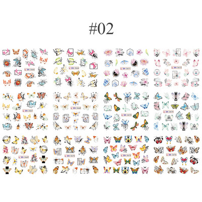 12 minta körömdíszítés matricák virág levelek vízcsúszdák Geometrikus vonalak matricák 3D körömdíszítések kiegészítők