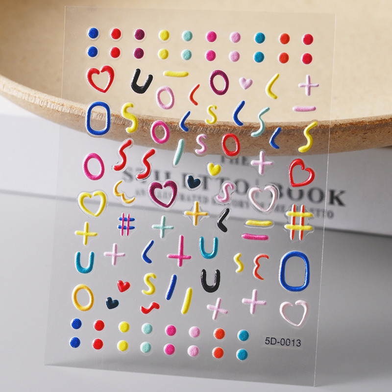 5D värvilised Reljeefsed Lilled Küünekleebised Kevadkarikakrad Tulbid Multifilmid Jänesed Jooned Liugurid Küünekleebised Ise ise teha maniküüri kleebised & S