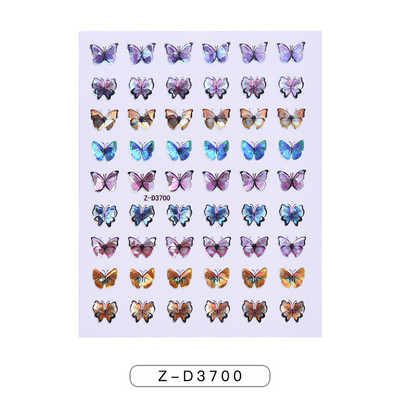 1-leheline sillerdav laserliblikas küünekleebised 3D küünekleebised Holograafiline kunstkleebis Liiv liblikas liuguriga maniküüri kaunistus*