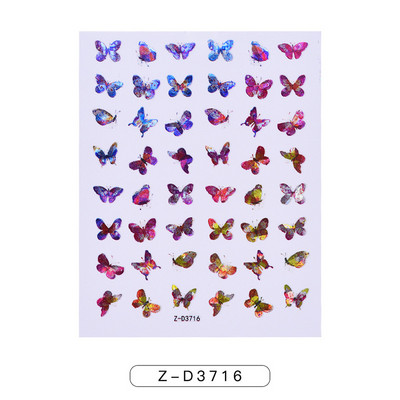 1-leheline sillerdav laserliblikas küünekleebised 3D küünekleebised Holograafiline kunstkleebis Liiv liblikas liuguriga maniküüri kaunistus*