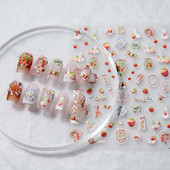 1 leht 5D realistlik armas multikas jänku jänes muinasjutt liblikas karu kleepuvad küünekleebised kleebised maniküüri võlusid