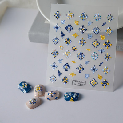 Bohemian Embroidery 5D Reljeefsed küünekleebised Elegantsed Boho stiilis Lillekleebised Küünte kaunistamiseks Maniküür Dekooritarvikud Uus