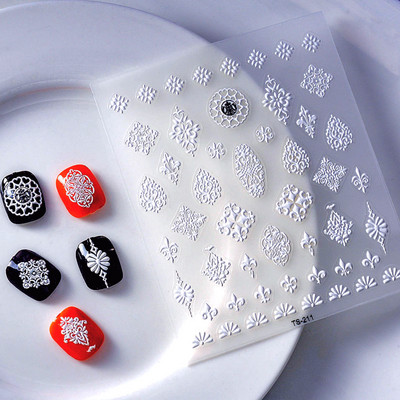 Bohemian Embroidery 5D Reljeefsed küünekleebised Elegantsed Boho stiilis Lillekleebised Küünte kaunistamiseks Maniküür Dekooritarvikud Uus