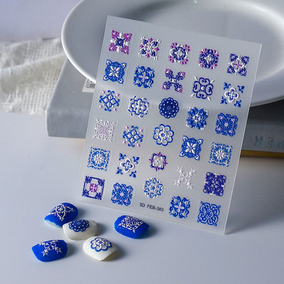Bohemian Embroidery 5D Reljeefsed küünekleebised Elegantsed Boho stiilis Lillekleebised Küünte kaunistamiseks Maniküür Dekooritarvikud Uus