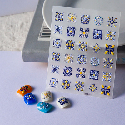 Bohemian Embroidery 5D Reljeefsed küünekleebised Elegantsed Boho stiilis Lillekleebised Küünte kaunistamiseks Maniküür Dekooritarvikud Uus