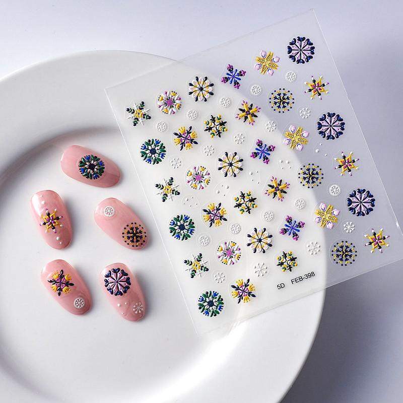 Bohemian Embroidery 5D Reljeefsed küünekleebised Elegantsed Boho stiilis Lillekleebised Küünte kaunistamiseks Maniküür Dekooritarvikud Uus