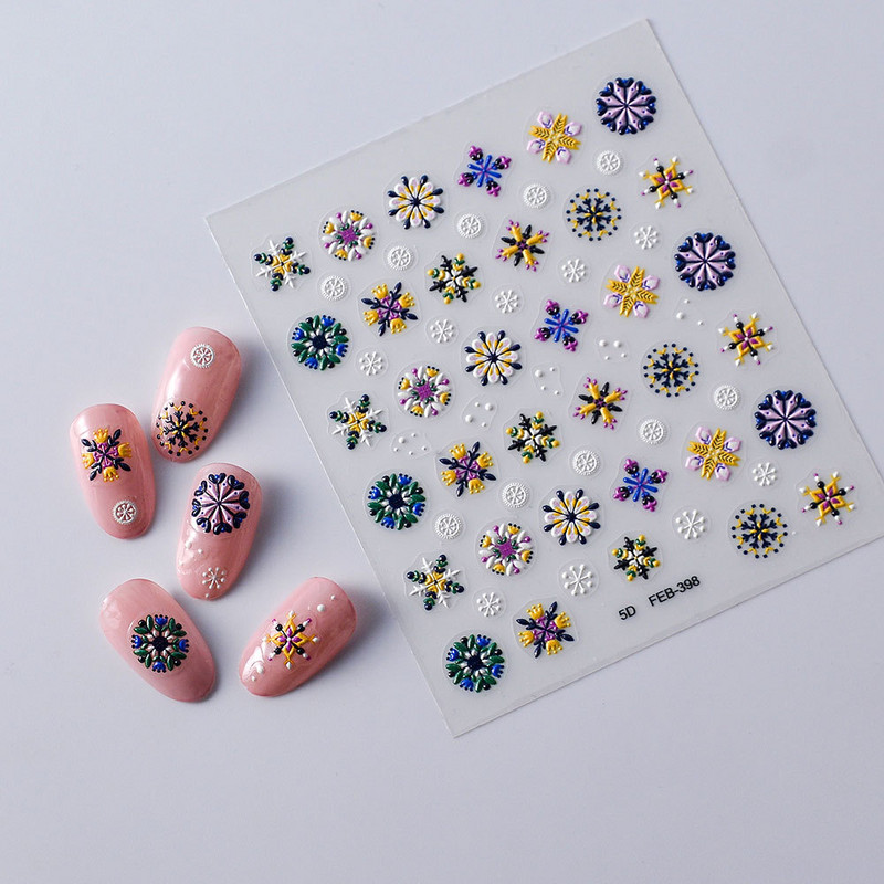 Bohemian Embroidery 5D Reljeefsed küünekleebised Elegantsed Boho stiilis Lillekleebised Küünte kaunistamiseks Maniküür Dekooritarvikud Uus