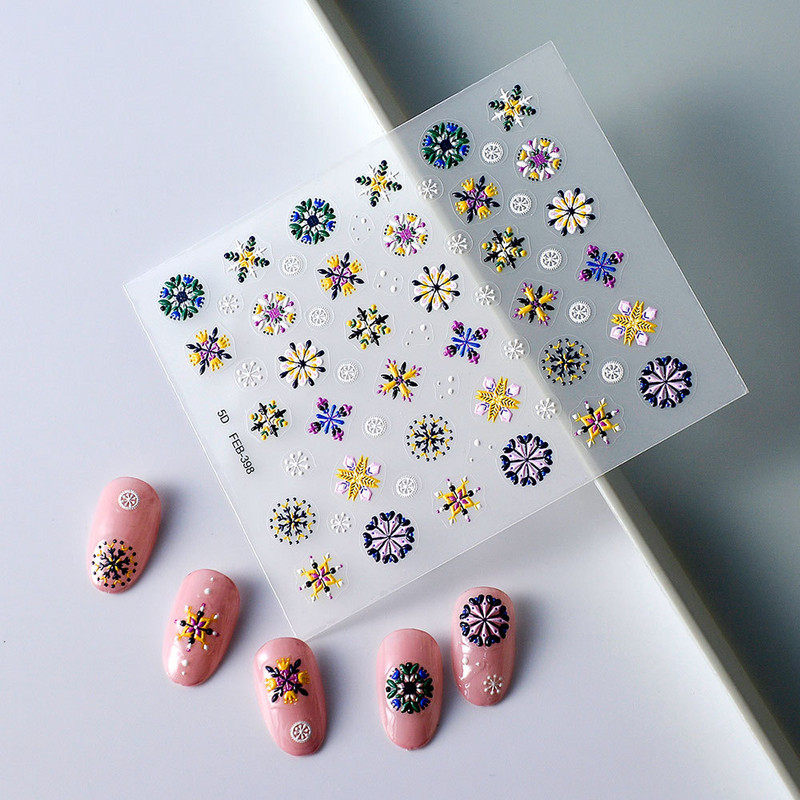 Bohemian Embroidery 5D Reljeefsed küünekleebised Elegantsed Boho stiilis Lillekleebised Küünte kaunistamiseks Maniküür Dekooritarvikud Uus