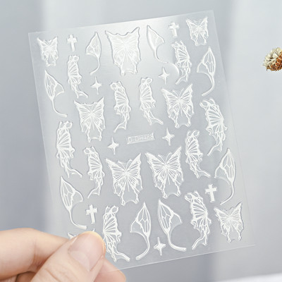 3D leptir naljepnice za nokte 1PC Laser zlatno srebrno bijelo crno samoljepljive naljepnice za nokte holografski leptir savjeti za manikuru