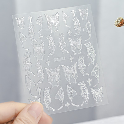 3D leptir naljepnice za nokte 1PC Laser zlatno srebrno bijelo crno samoljepljive naljepnice za nokte holografski leptir savjeti za manikuru