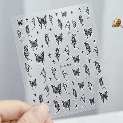 3D leptir naljepnice za nokte 1PC Laser zlatno srebrno bijelo crno samoljepljive naljepnice za nokte holografski leptir savjeti za manikuru