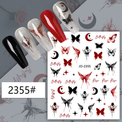 3D leptir naljepnice za nokte 1PC Laser zlatno srebrno bijelo crno samoljepljive naljepnice za nokte holografski leptir savjeti za manikuru