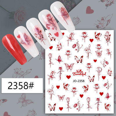 3D leptir naljepnice za nokte 1PC Laser zlatno srebrno bijelo crno samoljepljive naljepnice za nokte holografski leptir savjeti za manikuru