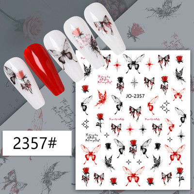 3D leptir naljepnice za nokte 1PC Laser zlatno srebrno bijelo crno samoljepljive naljepnice za nokte holografski leptir savjeti za manikuru