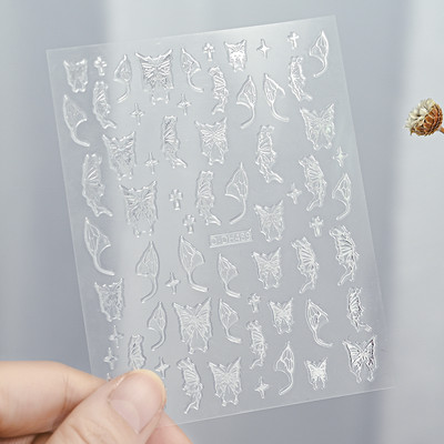 3D leptir naljepnice za nokte 1PC Laser zlatno srebrno bijelo crno samoljepljive naljepnice za nokte holografski leptir savjeti za manikuru