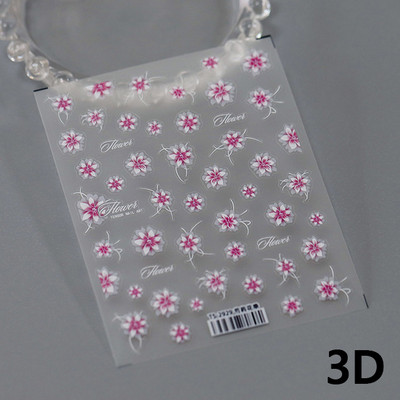 Cvijeće ružičastog božura 5D meki reljefni reljefi Samoljepljive naljepnice za uređenje noktiju Ljubičasta orhideja Tulipani 3D naljepnice za manikuru Veleprodaja