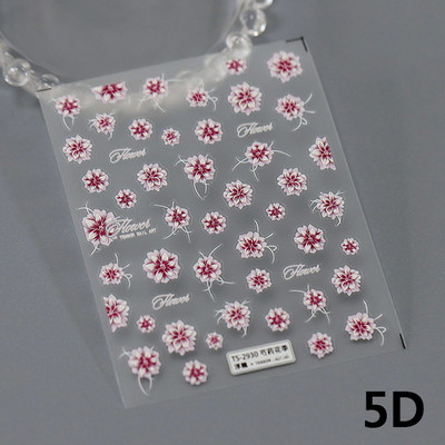 Cvijeće ružičastog božura 5D meki reljefni reljefi Samoljepljive naljepnice za uređenje noktiju Ljubičasta orhideja Tulipani 3D naljepnice za manikuru Veleprodaja