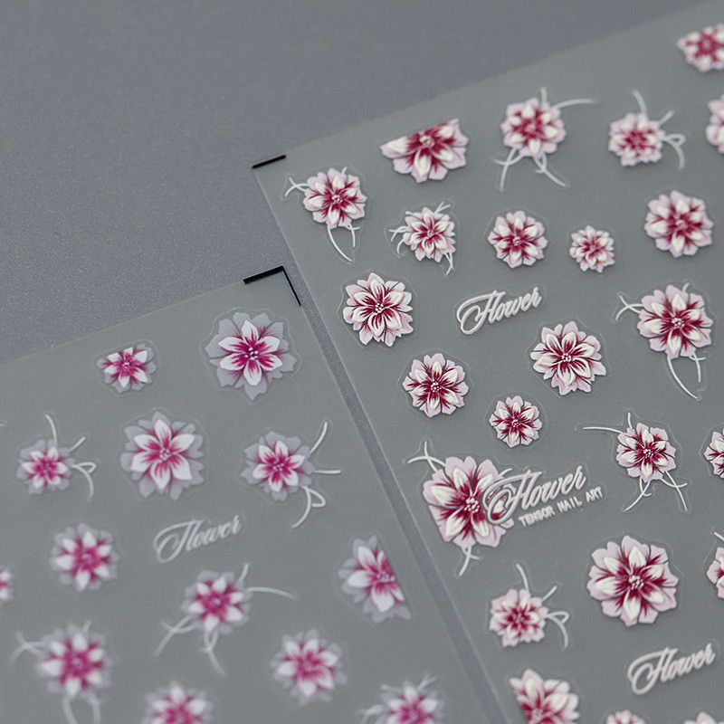 Cvijeće ružičastog božura 5D meki reljefni reljefi Samoljepljive naljepnice za uređenje noktiju Ljubičasta orhideja Tulipani 3D naljepnice za manikuru Veleprodaja