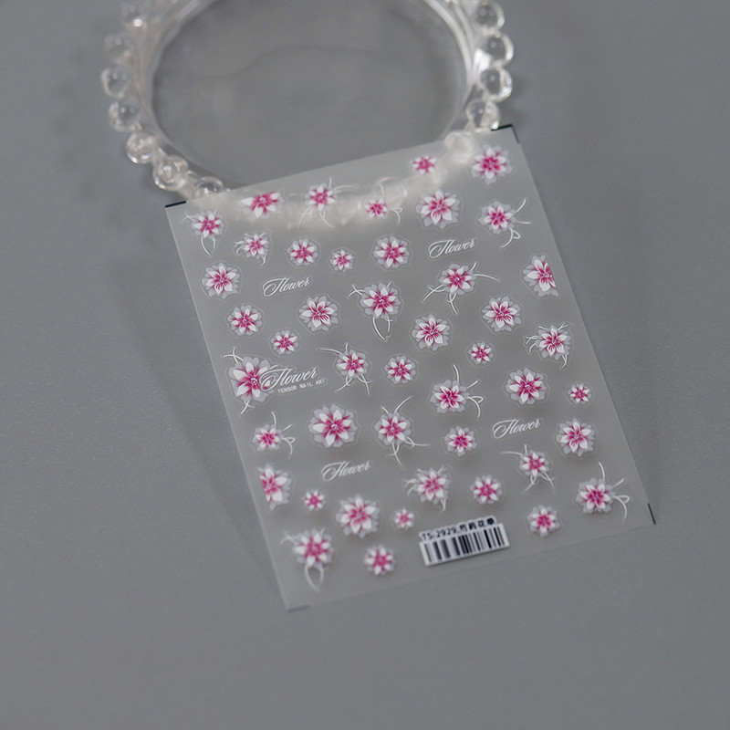 Cvijeće ružičastog božura 5D meki reljefni reljefi Samoljepljive naljepnice za uređenje noktiju Ljubičasta orhideja Tulipani 3D naljepnice za manikuru Veleprodaja