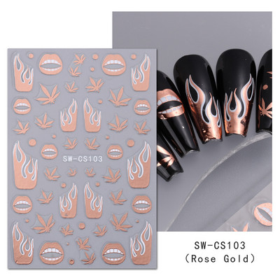 Νέο αυτοκόλλητο νυχιών Ins Hot Lip Flame Maple Leaf Smoke Star Moon Decal Nail