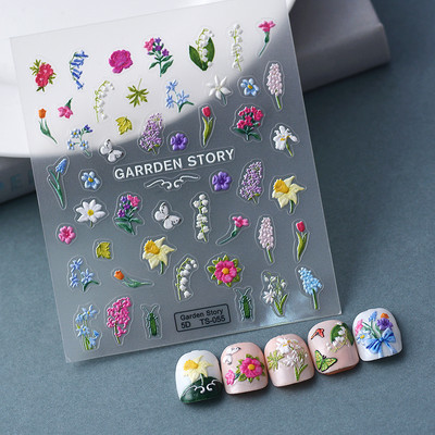 Nova reljefna naljepnica s crnim leptirom za nokte Mali moljac Ljudska krila Nails Art dodaci Aroma Flower serija klizača za nokte