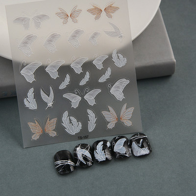 Nova reljefna naljepnica s crnim leptirom za nokte Mali moljac Ljudska krila Nails Art dodaci Aroma Flower serija klizača za nokte