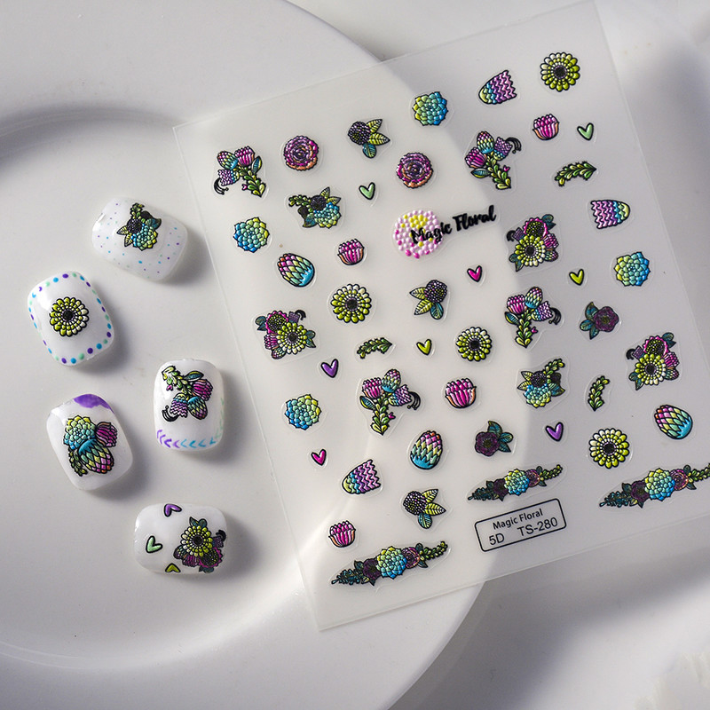 Nova reljefna naljepnica s crnim leptirom za nokte Mali moljac Ljudska krila Nails Art dodaci Aroma Flower serija klizača za nokte