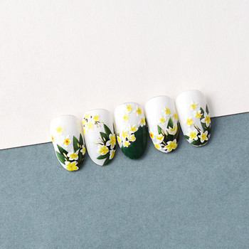 Жълто яйце цвете 5D мек релефен релеф самозалепващи се стикери за декорация на нокти живи цветя стикери за маникюр на едро