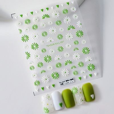 Magnoolia-liilia ploomi õied päevalilled tulbid virsiku õie ruut 3D isekleepuv küünekunsti kleebis 5D maniküüri kleebis