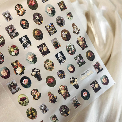 Magnoolia-liilia ploomi õied päevalilled tulbid virsiku õie ruut 3D isekleepuv küünekunsti kleebis 5D maniküüri kleebis