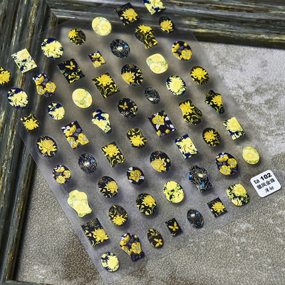 Magnoolia-liilia ploomi õied päevalilled tulbid virsiku õie ruut 3D isekleepuv küünekunsti kleebis 5D maniküüri kleebis