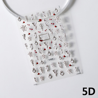 Magnoolia-liilia ploomi õied päevalilled tulbid virsiku õie ruut 3D isekleepuv küünekunsti kleebis 5D maniküüri kleebis