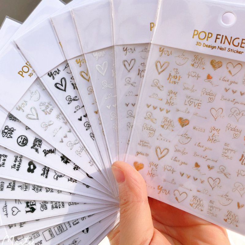 Autocolante 3D pentru unghii Inimă roșie Dragoste și Accesorii Instrument Glisor auto-adeziv Decalcomanii de Ziua Îndrăgostiților Manicură Decorații pentru unghii
