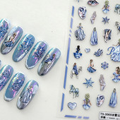 Lumehelbeke armas printsess 5D reljeefsed reljeefid isekleepuvad küünte kaunistused kleebised lilled kleidid, maniküüri kleebised