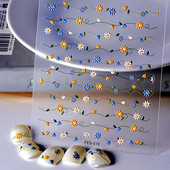 Uued 5D reljeefsed lillelised küünekunsti kleebised Lilledega karikakra skulptuurikleebised maniküüri küünte kaunistamiseks disainitarvikute tööriist