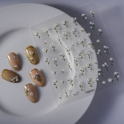 Uued 5D reljeefsed lillelised küünekunsti kleebised Lilledega karikakra skulptuurikleebised maniküüri küünte kaunistamiseks disainitarvikute tööriist