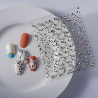 Uued 5D reljeefsed lillelised küünekunsti kleebised Lilledega karikakra skulptuurikleebised maniküüri küünte kaunistamiseks disainitarvikute tööriist