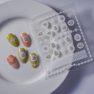 Uued 5D reljeefsed lillelised küünekunsti kleebised Lilledega karikakra skulptuurikleebised maniküüri küünte kaunistamiseks disainitarvikute tööriist