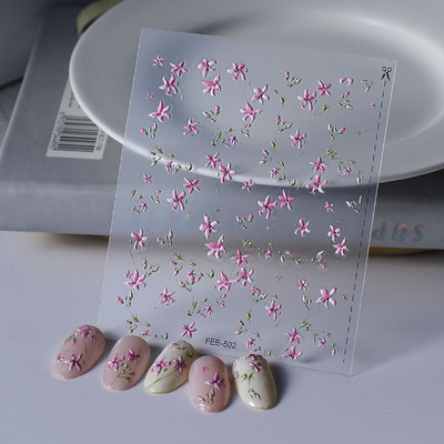 Uued 5D reljeefsed lillelised küünekunsti kleebised Lilledega karikakra skulptuurikleebised maniküüri küünte kaunistamiseks disainitarvikute tööriist